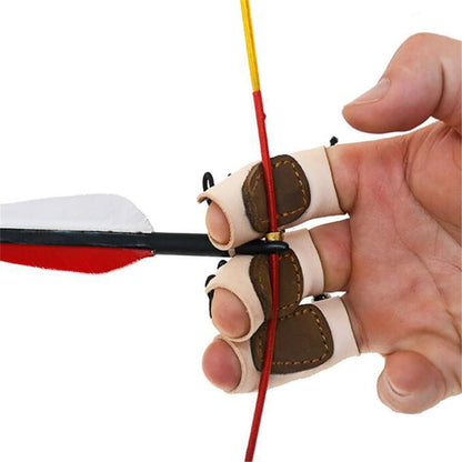 Archery Gloves Bow Finger Tab Leather Tradition Recurve Bow American Hunting Bow Hand Guard Protect Hand Finger (Pack of 3)