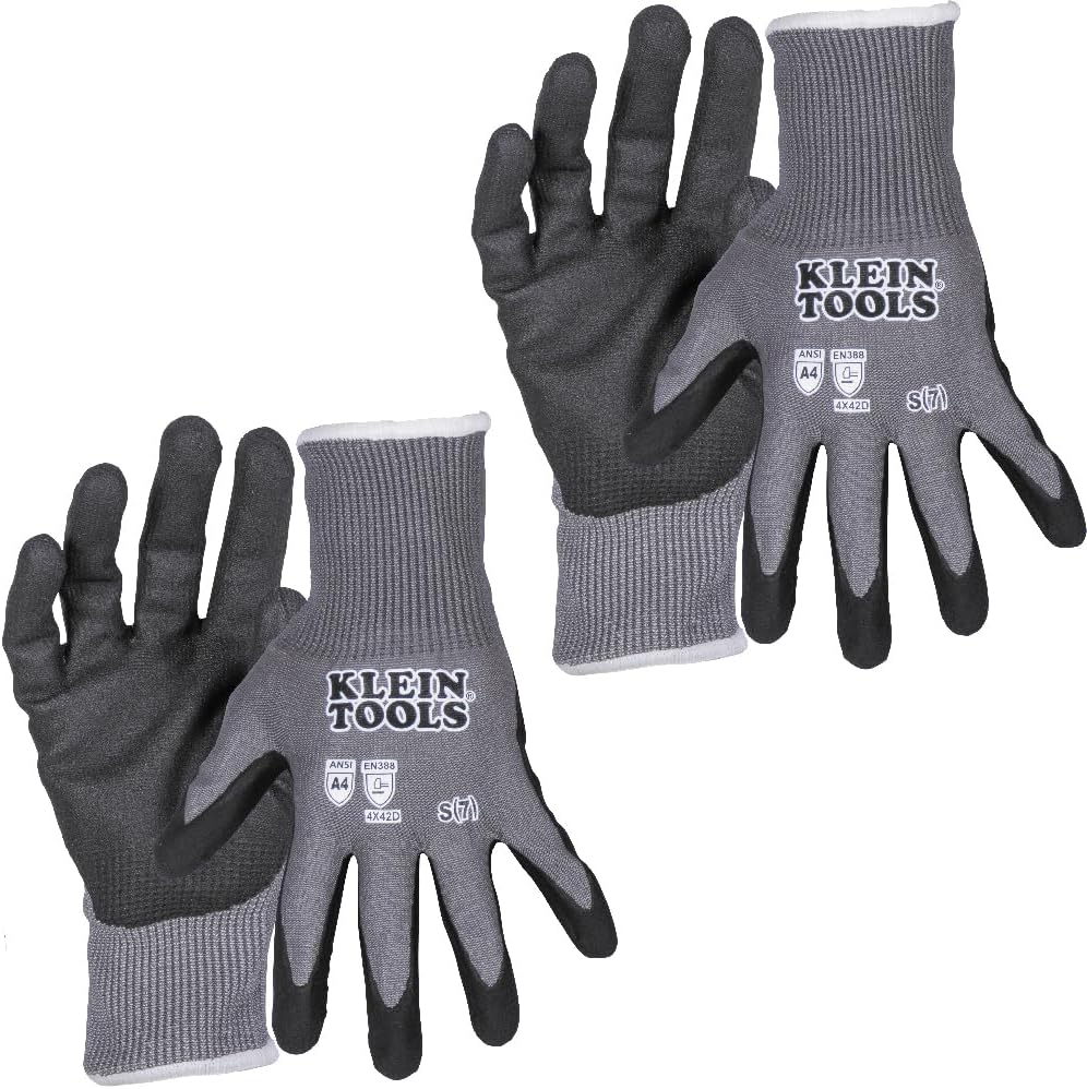 60590 Work Gloves, Knit Dipped Cut Resistant ANSI A4 Nitrile Coated Gloves, HPPE Fabric, Touchscreen Capable, X-Large, 2-Pair