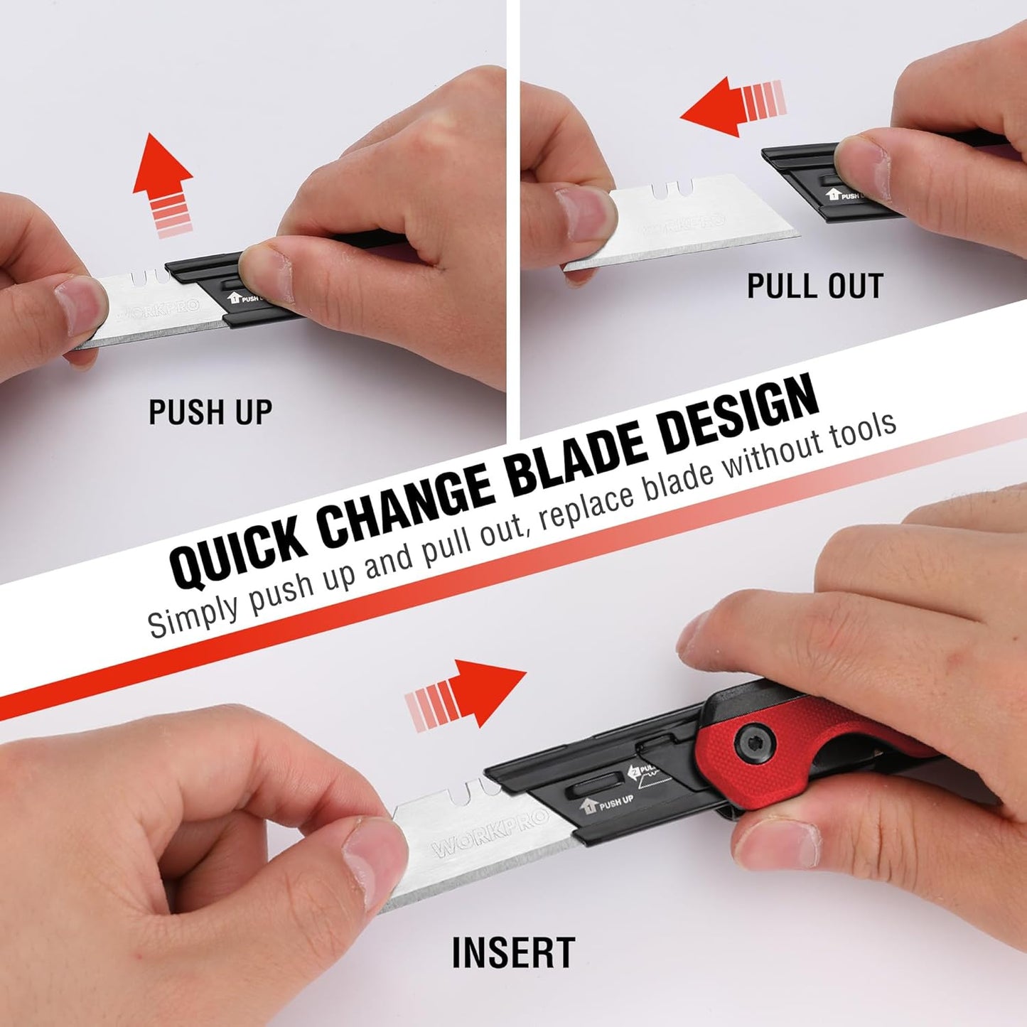 2-in-1 Folding Knife/Utility Knife - Gifts for Dad, Quick-Change Box Cutter with Belt Clip and Liner Lock, Extra 10 SK5 Blades Included