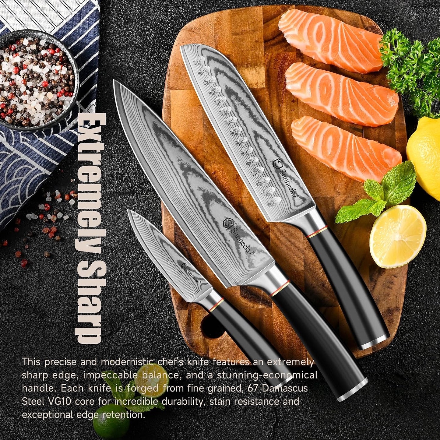Damascus Paring Knife,Japanese VG10 Core Steel Damascus Fruit Knife,Professional Razor Sharp Small Kitchen Knives with Knives Sharpner