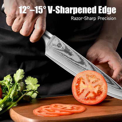 Damascus Paring Knife,Japanese VG10 Core Steel Damascus Fruit Knife,Professional Razor Sharp Small Kitchen Knives with Knives Sharpner