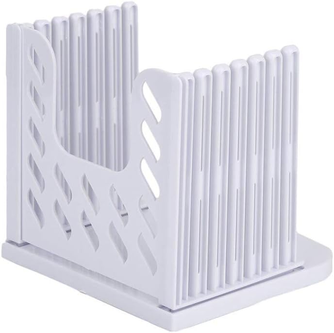 Adjustable Toast Slicer/Cutting Guide for Homemade Bread, Plastic Bread Slicer Loaf for Slicing Bread Foldable Kitchen Baking Tools (White)