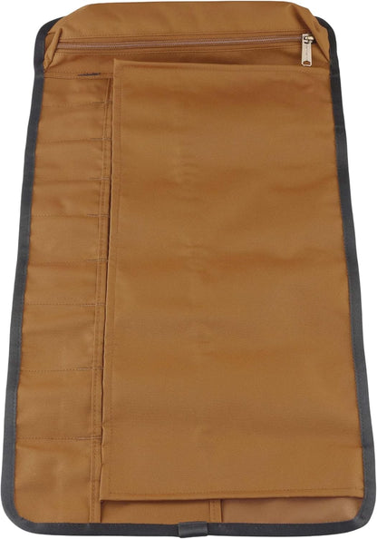 Utility Roll Organizer, Durable, Water-Resistant Tool Roll, Brown, 18 Pocket