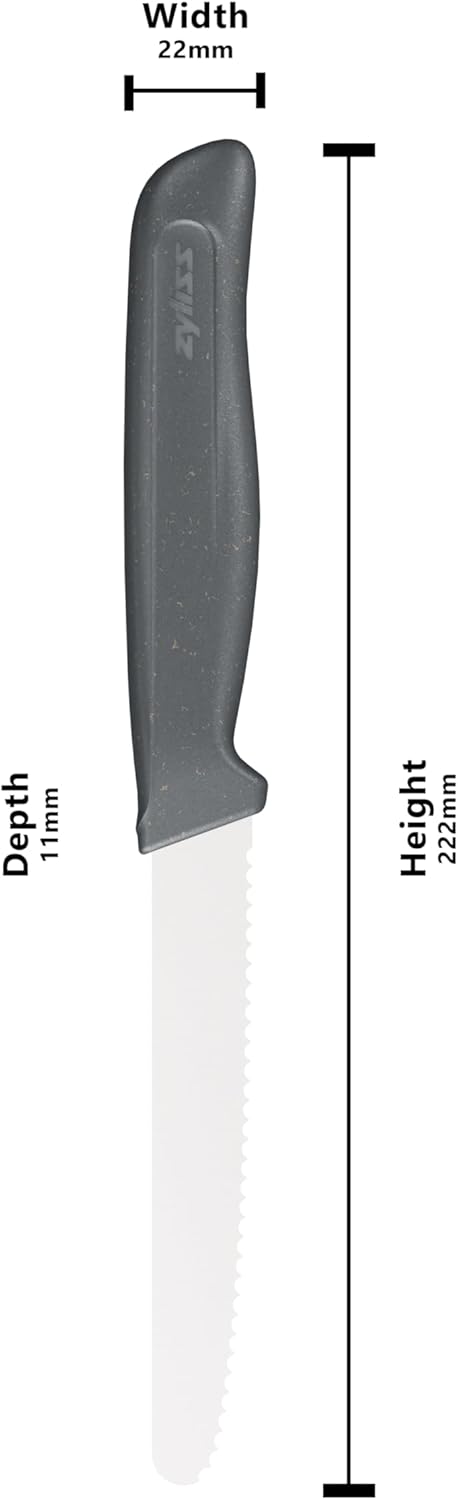 Serrated Tomato Knife – Sharp German Stainless Steel Blade with Sustainable Wheat Straw Non-Slip Handle – Safety Cover Included – Dishwasher Safe – 4.3 inches
