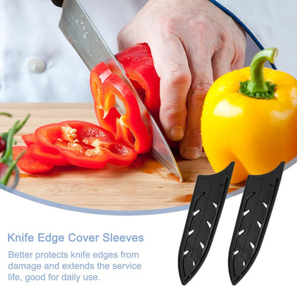 4Pcs Knife Cover Sleeves Blade Edge Guards for 6" Ceramic Knife Blade Edge Protector Universal Knife Sheath for Kitchen, Black