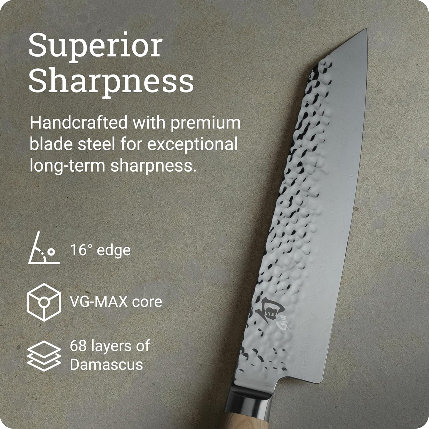 Premier Blonde 8" Kiritsuke Knife, Handcrafted Japanese Kitchen Knife for Professional and Home Chefs, VG-MAX Core with Damascus Stainless Steel Cladding, Pakkawood Handle