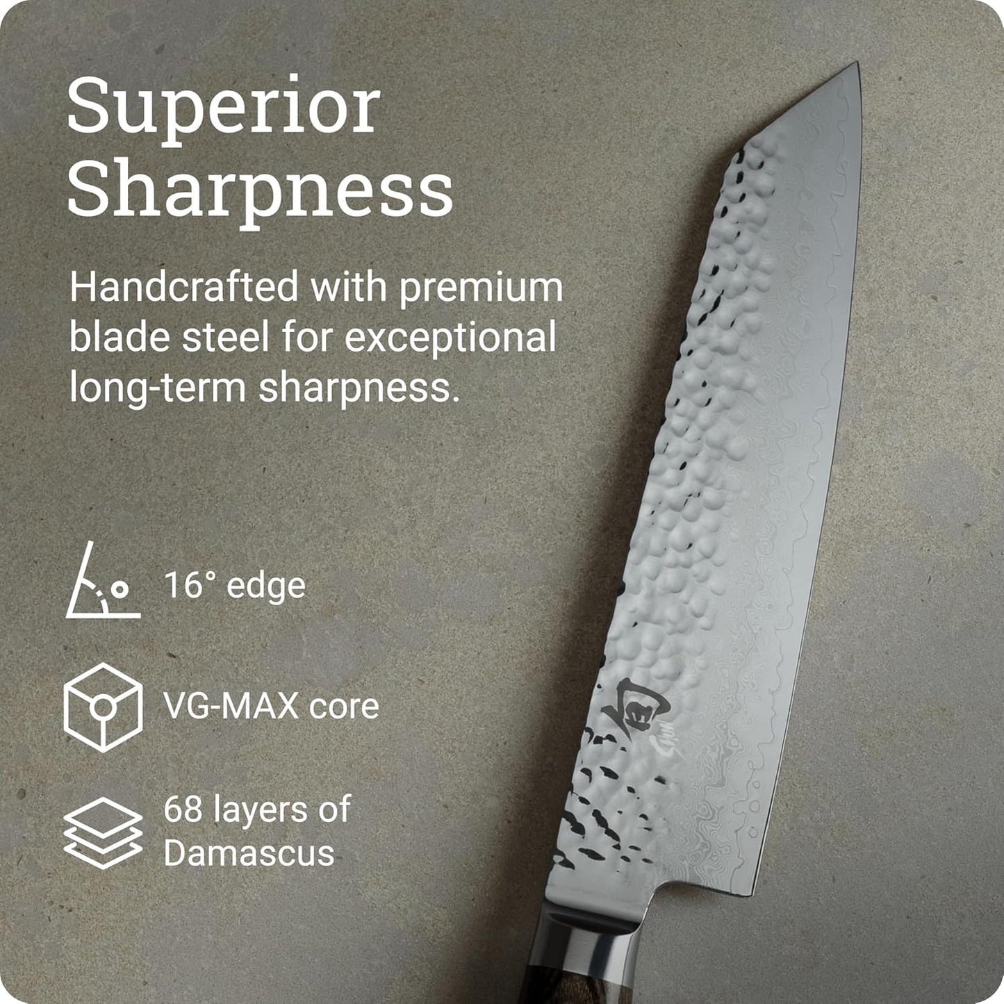 Premier Blonde 8" Kiritsuke Knife, Handcrafted Japanese Kitchen Knife for Professional and Home Chefs, VG-MAX Core with Damascus Stainless Steel Cladding, Pakkawood Handle