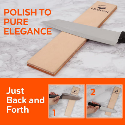 Knife Sharpener Tool – Rolling Knife Sharpener Kit with Leather Strop, Magnetic 15° & 20° Angle Guide, Manual Kitchen Knife Sharpener for Steel Knives, Ideal Gift