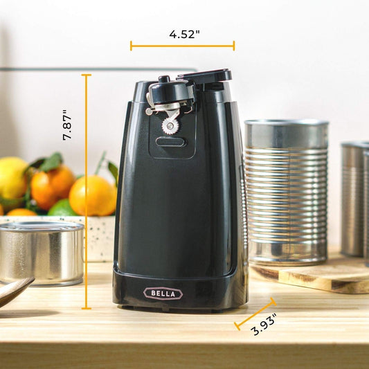 Electric Can Opener and Knife Sharpener, Removable Cutting Lever, Cord Storage, Stainless Steel Blade, Black