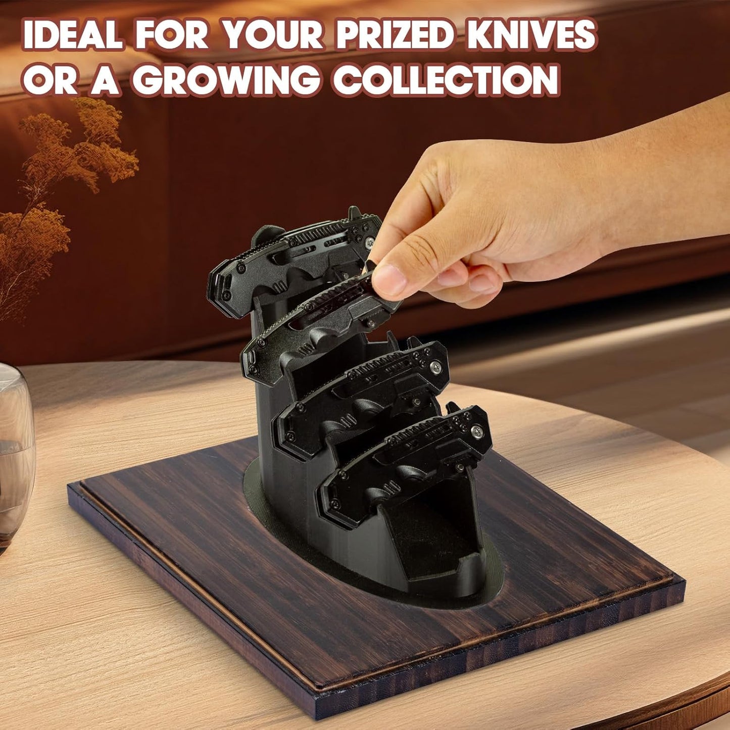 Knife Display Stand for Collections - Pocket Knife Display Case Holder Storage Rack Holds 5 Pocket Knives - Knife Enthusiast Collectibles for Display Gifts