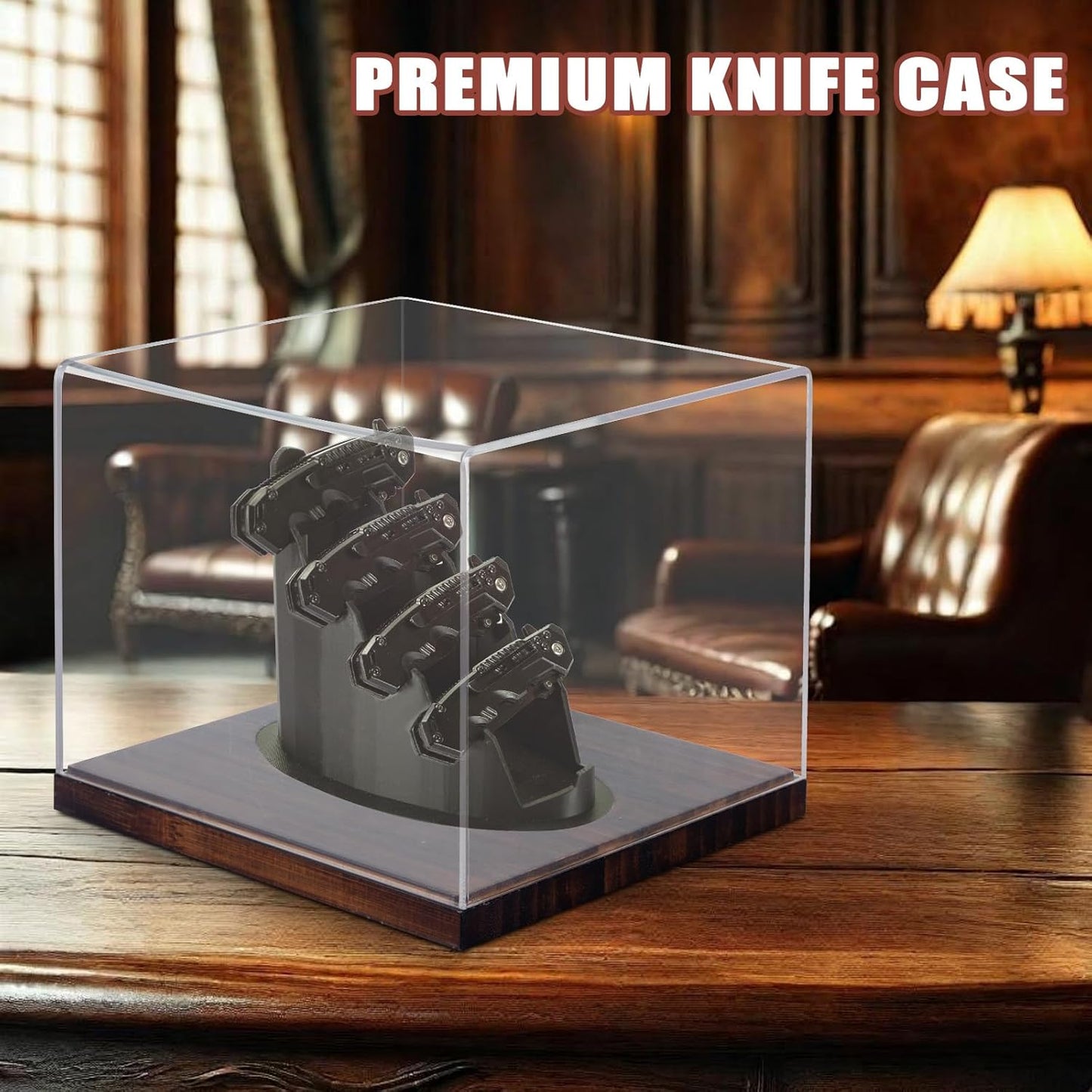 Knife Display Stand for Collections - Pocket Knife Display Case Holder Storage Rack Holds 5 Pocket Knives - Knife Enthusiast Collectibles for Display Gifts