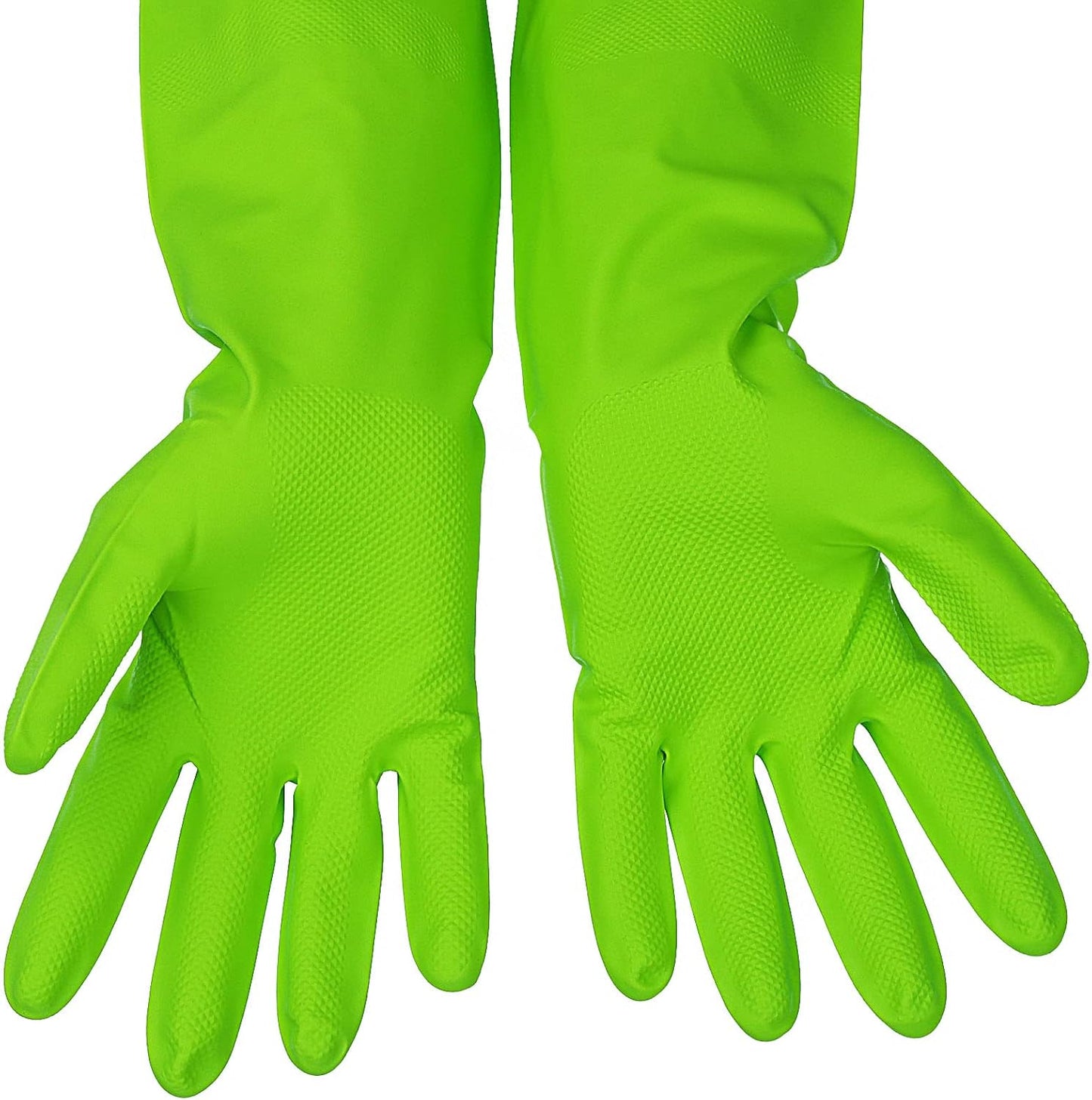 3 Pairs Rubber Cleaning Gloves Latex Free Dishwashing Gloves - 13" Reusable Nitrile Gloves Large, Orange+Pink+Red