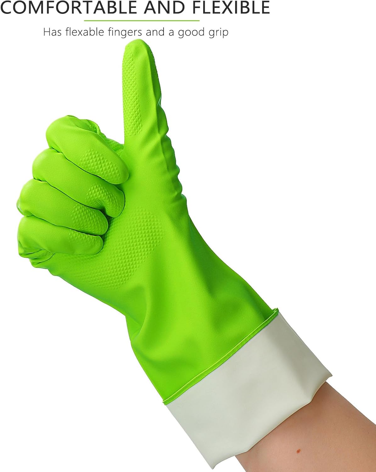 3 Pairs Rubber Cleaning Gloves Latex Free Dishwashing Gloves - 13" Reusable Nitrile Gloves Large, Orange+Pink+Red