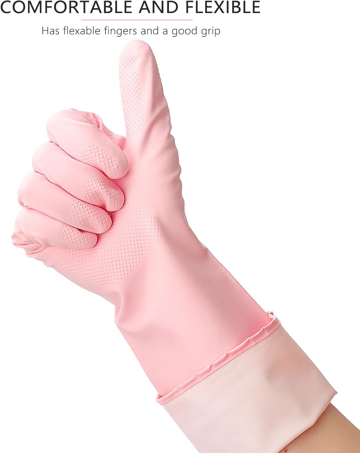 3 Pairs Rubber Cleaning Gloves Latex Free Dishwashing Gloves - 13" Reusable Nitrile Gloves Large, Orange+Pink+Red