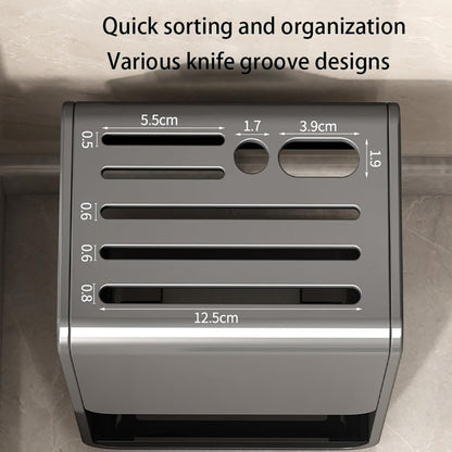 Universal Knife Block, Modern Rectangular Design with Scissors-Slot, Knife Holder Counter-top Storage with Drain Tray (White)