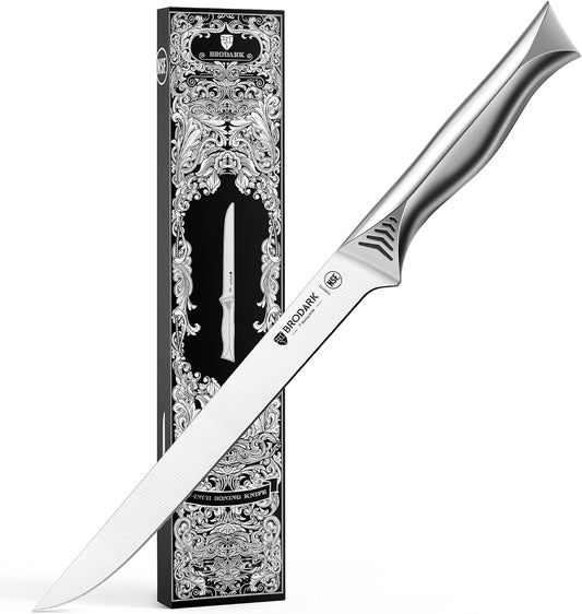 Boning Knife - 7" Deboning Knife for Meat Cutting - High Carbon Stainless Steel, One Piece Design Fillet Knives - NSF Certified, Shark Series