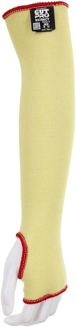 18-Inch Yellow Kevlar Cotton Regular Weight Economy Sleeve with Thumb-Slot for Working Men