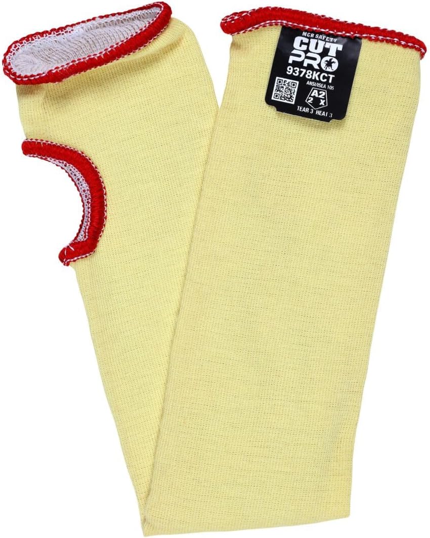 18-Inch Yellow Kevlar Cotton Regular Weight Economy Sleeve with Thumb-Slot for Working Men