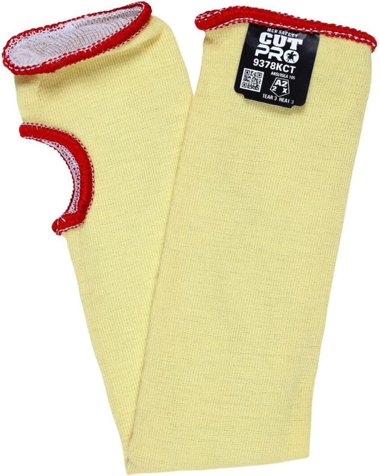 18-Inch Yellow Kevlar Cotton Regular Weight Economy Sleeve with Thumb-Slot for Working Men