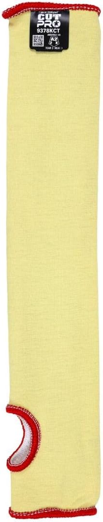 18-Inch Yellow Kevlar Cotton Regular Weight Economy Sleeve with Thumb-Slot for Working Men