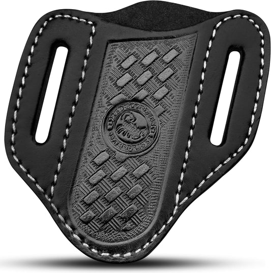 Red Scorpion Handmade Leather Knife Sheath for Belt - EDC Belt Holster for Folding Knife, Leather Sheath for Pocket Knife, Compact EDC Tools Carrier for Outdoor Activities