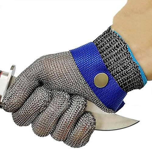 Cut Resistant Stainless Steel Gloves, Grade Level 5 Protection,Comfortable Safety Kitchen Cut Gloves for Multiple Uses (L)