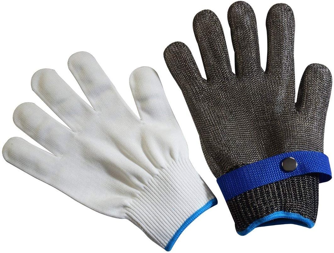 Cut Resistant Stainless Steel Gloves, Grade Level 5 Protection,Comfortable Safety Kitchen Cut Gloves for Multiple Uses (L)