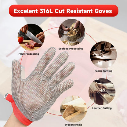 Cut Resistant Glove Food Grade Stainless Steel Chainmail Glove for Ultimate Cutting Protection Meat Cutting Oyster Shucking (XL)
