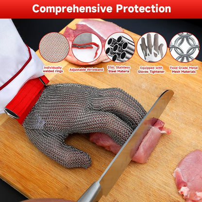 Cut Resistant Glove Food Grade Stainless Steel Chainmail Glove for Ultimate Cutting Protection Meat Cutting Oyster Shucking (XL)