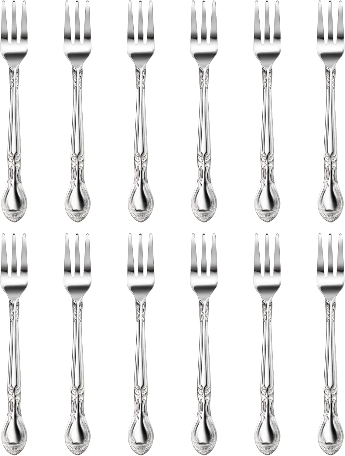 Rose Pattern Stainless Steel Oyster Fork, 5.8-Inch, Set of 12, Commercial Grade