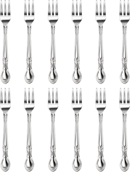 Rose Pattern Stainless Steel Oyster Fork, 5.8-Inch, Set of 12, Commercial Grade