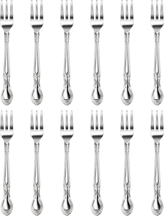 Rose Pattern Stainless Steel Oyster Fork, 5.8-Inch, Set of 12, Commercial Grade