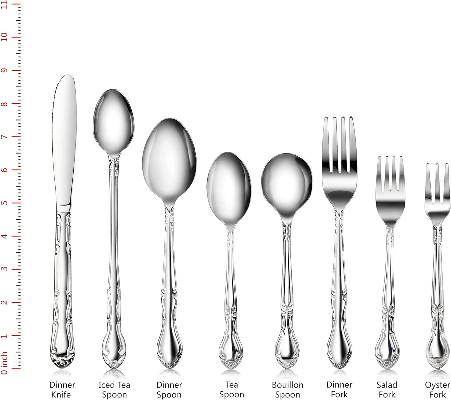 Rose Pattern Stainless Steel Oyster Fork, 5.8-Inch, Set of 12, Commercial Grade