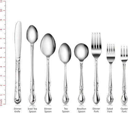 Rose Pattern Stainless Steel Oyster Fork, 5.8-Inch, Set of 12, Commercial Grade