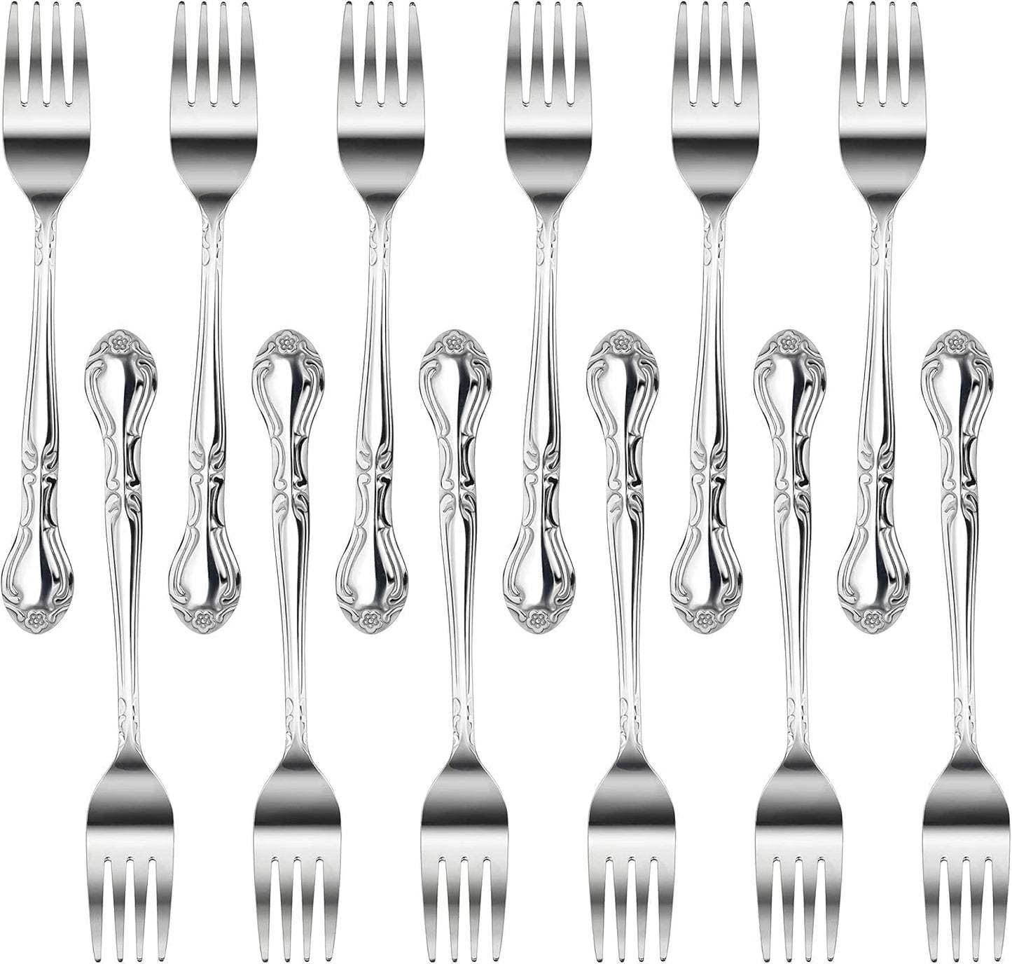 Rose Pattern Stainless Steel Oyster Fork, 5.8-Inch, Set of 12, Commercial Grade