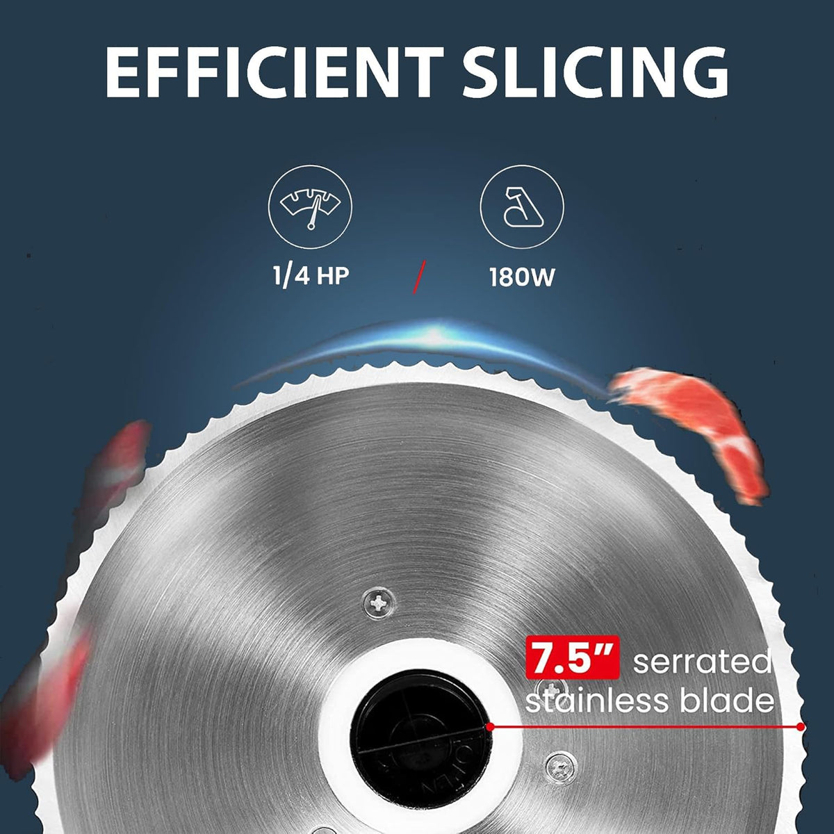Meat Slicer Machine for Home, Deli Slicer with 7.5" Blade | Electric Meat Slicer, Stainless Steel Blade, Adjustable Thickness, Food Slicer Cuts Meat, Bread, Cheese, Easy to Clean, Black