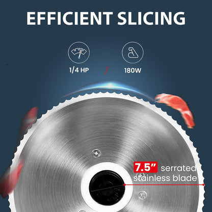 Meat Slicer Machine for Home, Deli Slicer with 7.5" Blade | Electric Meat Slicer, Stainless Steel Blade, Adjustable Thickness, Food Slicer Cuts Meat, Bread, Cheese, Easy to Clean, Black