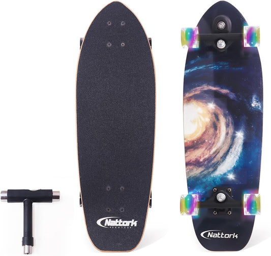 Complete Kid Skateboards 29" x 9" Youth Cruiser Skateboard for Beginners Double Kick Deck Concave Girls or Boys Skateboard