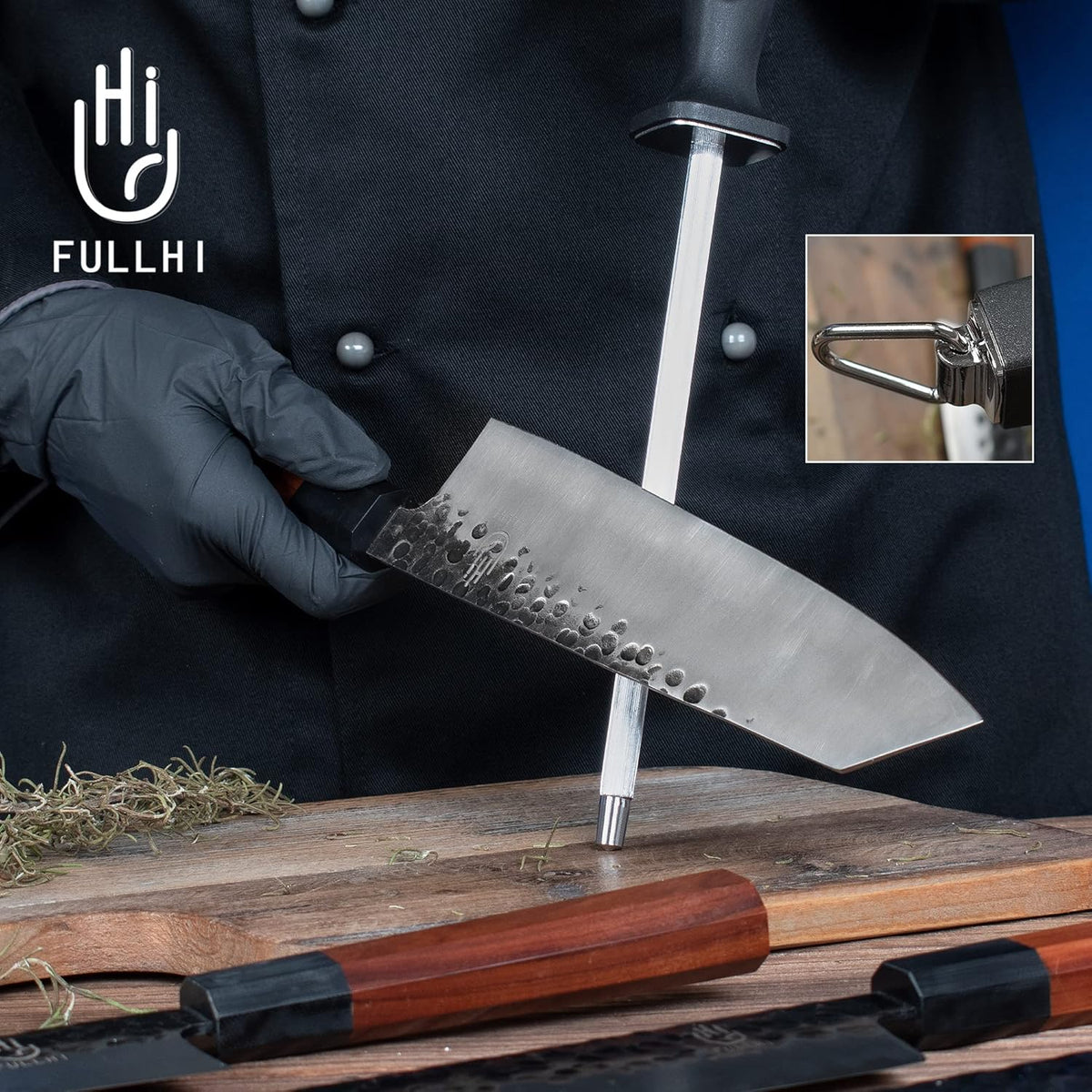 FULLHI 18pcs Japanese Gyuto Chef Knife set Professional Hand Forged Kitchen Chef Knife, 3 Layers 9CR18MOV High Carbon Meat Sushi Knife Rosewood Handle with knife bag