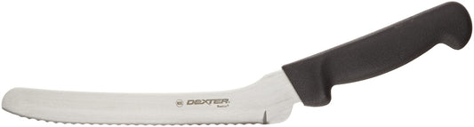 Dexter-Russell 31606B Sandwich Knife, 8" Scalloped Offset Blade, High-Carbon Steel, Textured Black Polypropylene Handle, NSF Certified, Ideal for Bread and Deli Prep