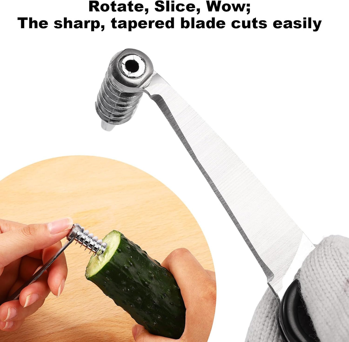 4pcs Kitchen Spiral Vegetable Cutter Set with V-Shaped Carving Cutting Tool, Peeler peeling and Flower-Shaped Fruit Carver Spiralizer Slicer Knife for Potatoes Cucumbers Melons Tomato Veggie