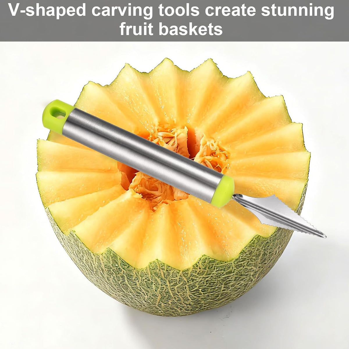 4pcs Kitchen Spiral Vegetable Cutter Set with V-Shaped Carving Cutting Tool, Peeler peeling and Flower-Shaped Fruit Carver Spiralizer Slicer Knife for Potatoes Cucumbers Melons Tomato Veggie