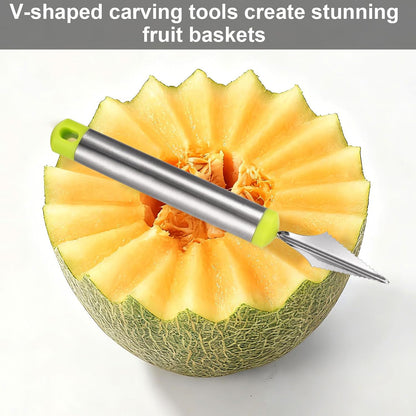 4pcs Kitchen Spiral Vegetable Cutter Set with V-Shaped Carving Cutting Tool, Peeler peeling and Flower-Shaped Fruit Carver Spiralizer Slicer Knife for Potatoes Cucumbers Melons Tomato Veggie