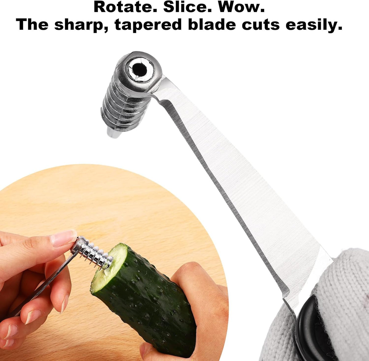 4pcs Kitchen Spiral Vegetable Cutter Set with V-Shaped Carving Cutting Tool, Peeler peeling and Flower-Shaped Fruit Carver Spiralizer Slicer Knife for Potatoes Cucumbers Melons Tomato Veggie