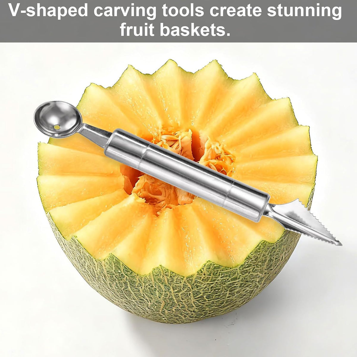 4pcs Kitchen Spiral Vegetable Cutter Set with V-Shaped Carving Cutting Tool, Peeler peeling and Flower-Shaped Fruit Carver Spiralizer Slicer Knife for Potatoes Cucumbers Melons Tomato Veggie