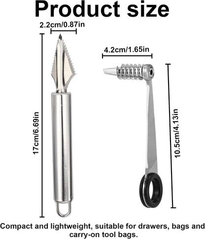 4pcs Kitchen Spiral Vegetable Cutter Set with V-Shaped Carving Cutting Tool, Peeler peeling and Flower-Shaped Fruit Carver Spiralizer Slicer Knife for Potatoes Cucumbers Melons Tomato Veggie