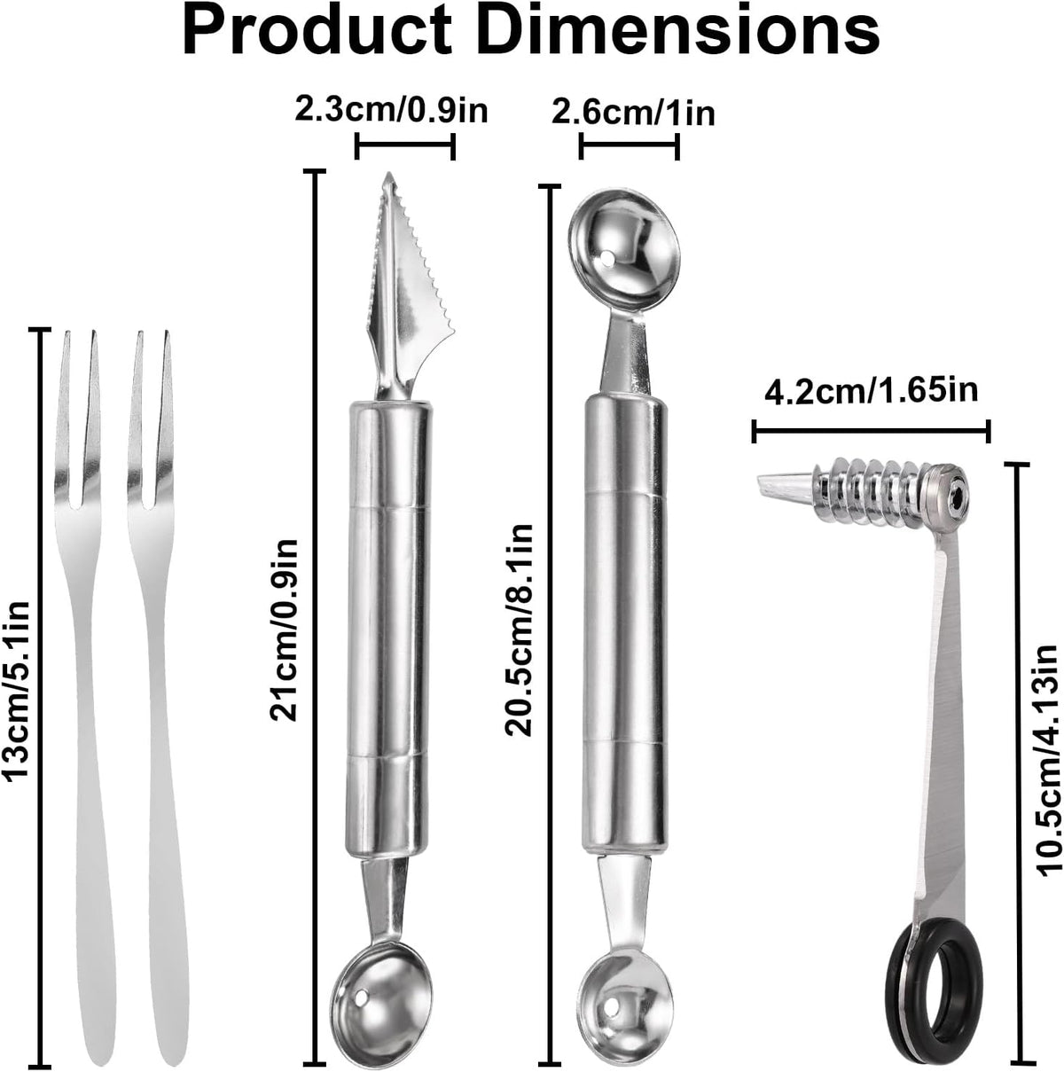 4pcs Kitchen Spiral Vegetable Cutter Set with V-Shaped Carving Cutting Tool, Peeler peeling and Flower-Shaped Fruit Carver Spiralizer Slicer Knife for Potatoes Cucumbers Melons Tomato Veggie