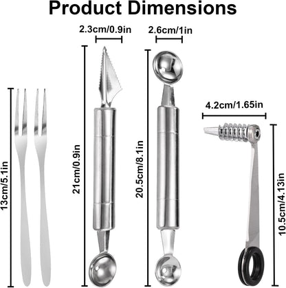 4pcs Kitchen Spiral Vegetable Cutter Set with V-Shaped Carving Cutting Tool, Peeler peeling and Flower-Shaped Fruit Carver Spiralizer Slicer Knife for Potatoes Cucumbers Melons Tomato Veggie