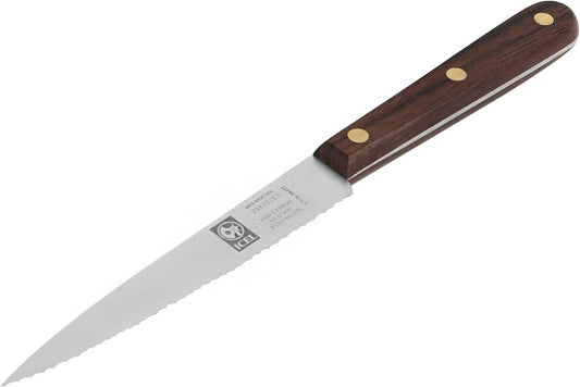 4-Inch Serrated Paring Knife, Brown Rosewood Handle, Full tang Blade