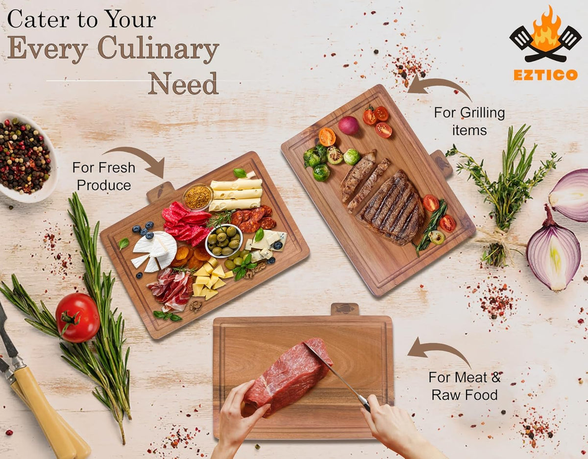 4-Piece Bamboo Cutting Board Set And Premium Scissors, Perfect Wooden Charcuterie and Chopping Boards, Ideal Juice Groove, BPA-Free, kitchen stuff, and kitchen must haves 2026.